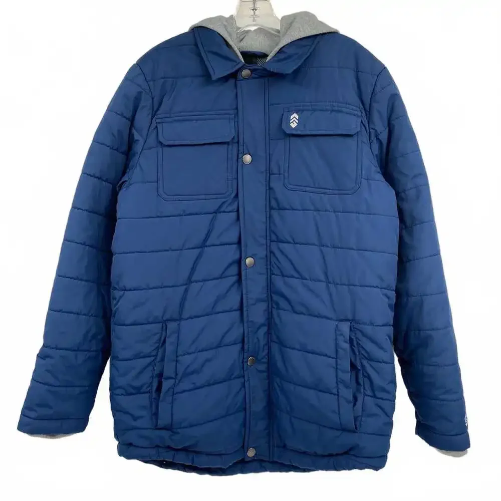Free Country Blue Gray Layered Hoodie Puffer Jacket | Boys 14 Regular